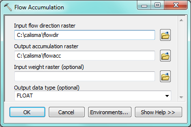 ArcGIS Flow Accumulation Box